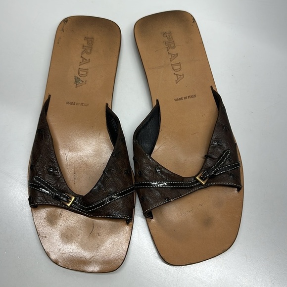 Prada Shoes - Prada Dark Brown Leather Sandals